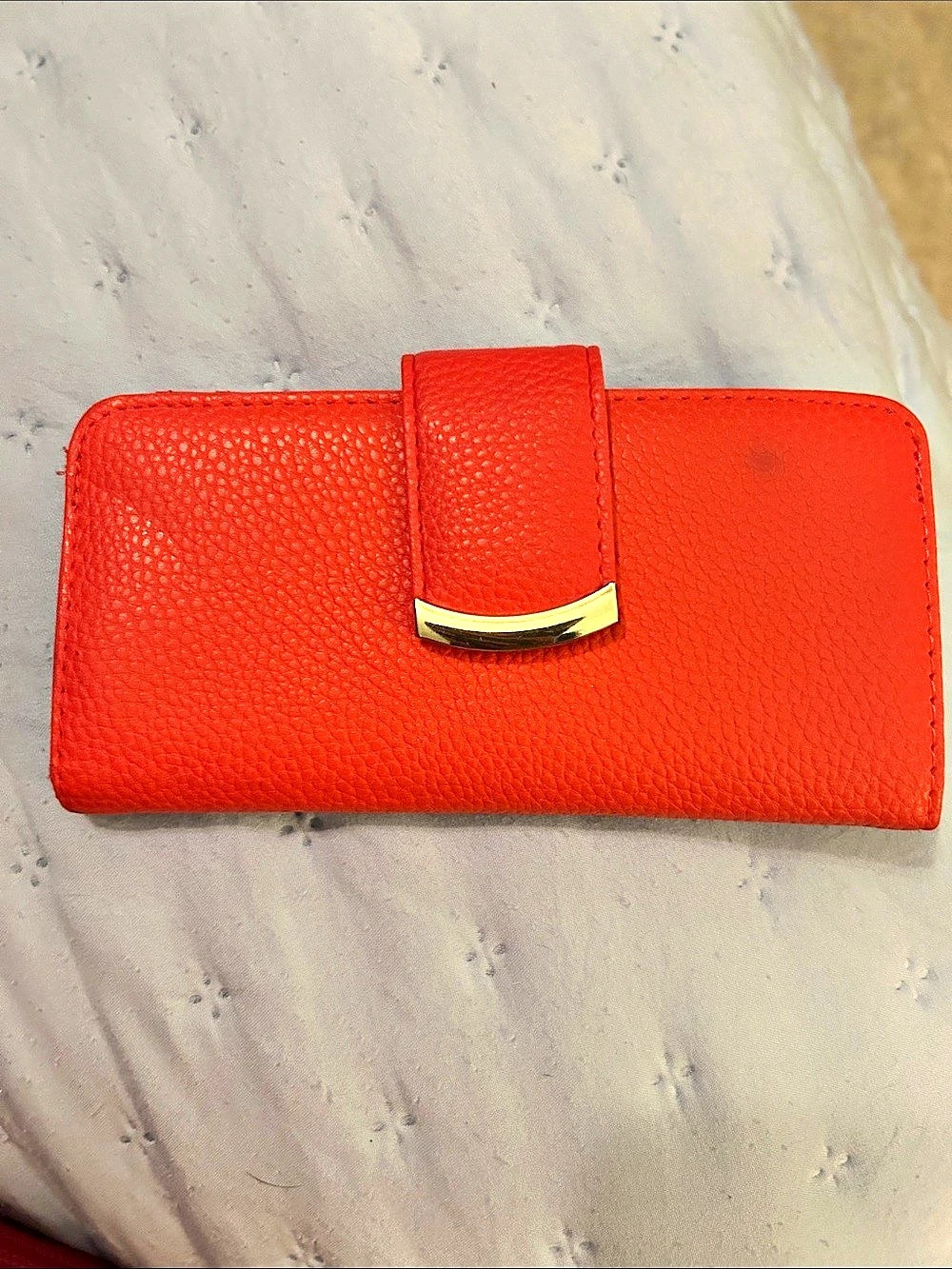 Red Wallet Gold-Tone Hardware Like New
